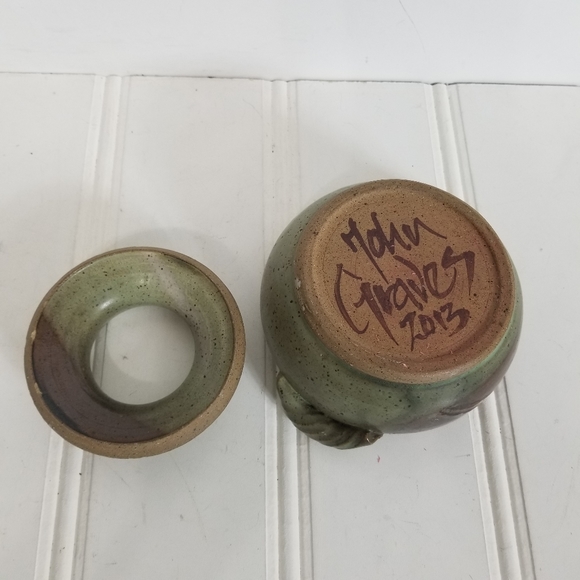 John Graves Pottery Egg Cooker with Lid Stoneware Farm Cottage Country - Picture 9 of 14